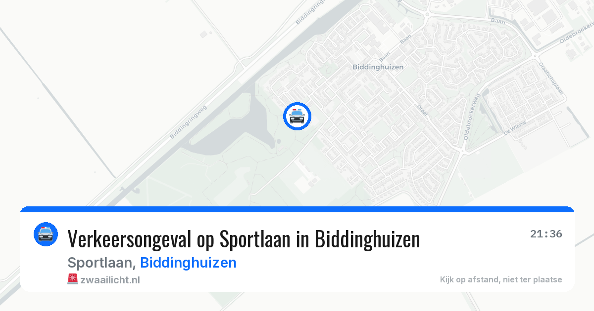 Verkeersongeval op Sportlaan in Biddinghuizen — 12 aug 2026