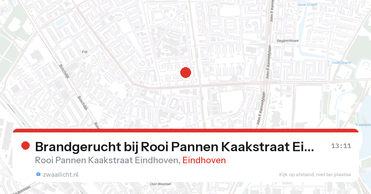 Brandgerucht bij Rooi Pannen Kaakstraat Eindhoven in Eindhoven — 28 aug 2026