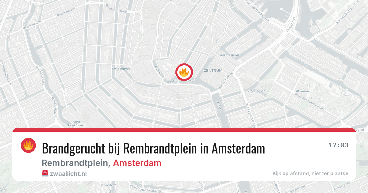 Brandgerucht bij Rembrandtplein in Amsterdam — 6 mei 2026