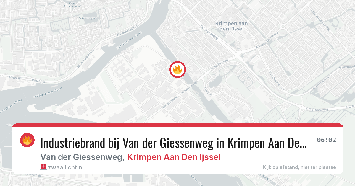 Industriebrand bij Van der Giessenweg in Krimpen Aan Den Ijssel — 17 jun 2026
