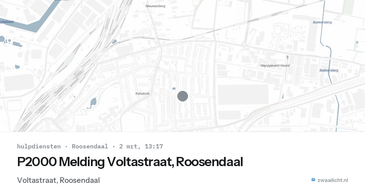 P2000 Melding Voltastraat, Roosendaal — 2 mrt 2026