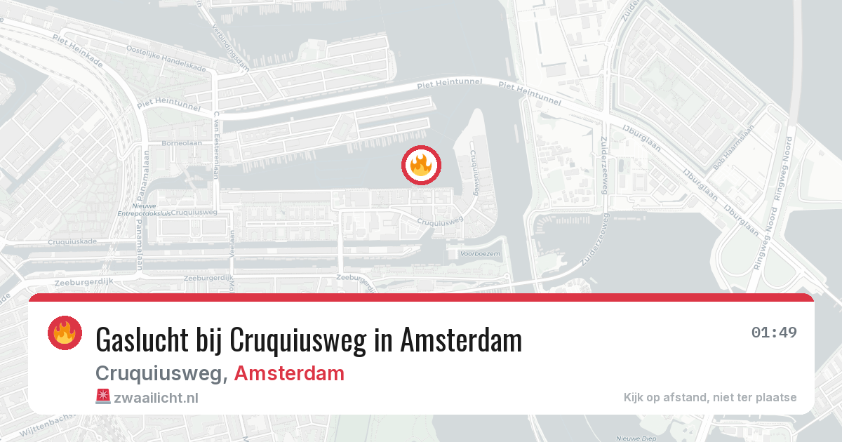 Gaslucht bij Cruquiusweg in Amsterdam — 13 jun 2026