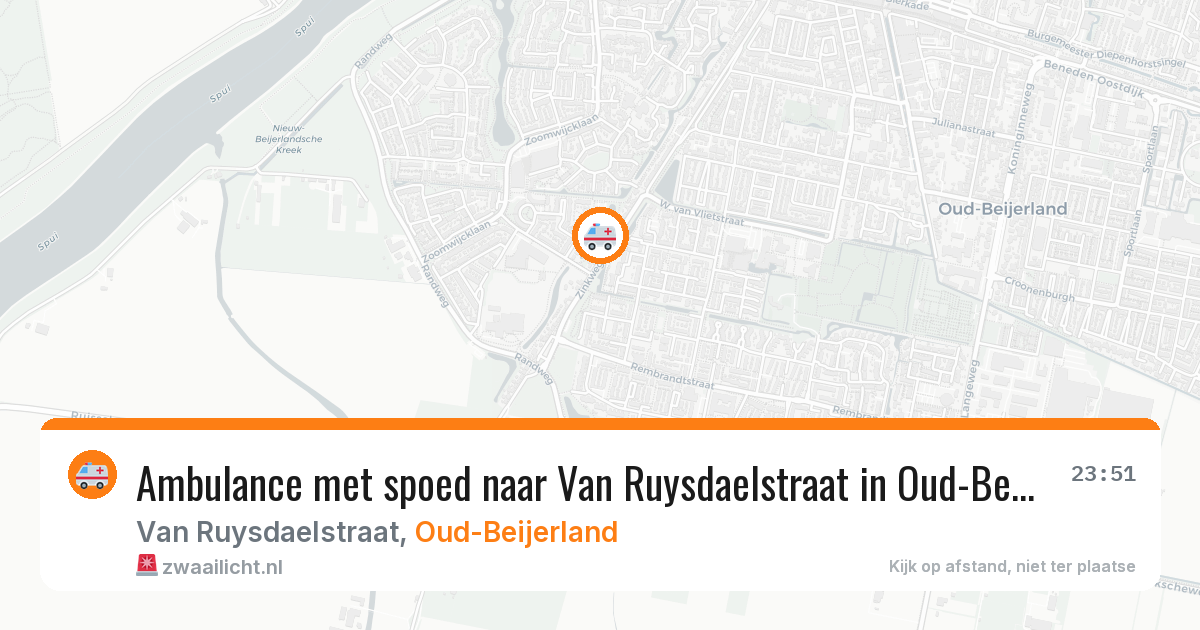 Ambulance met spoed naar Van Ruysdaelstraat in Oud-Beijerland — 28 mei 2026