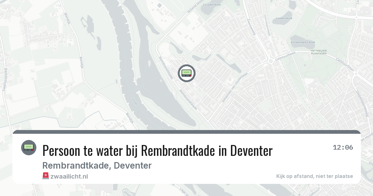 Persoon te water bij Rembrandtkade in Deventer — 19 jun 2026