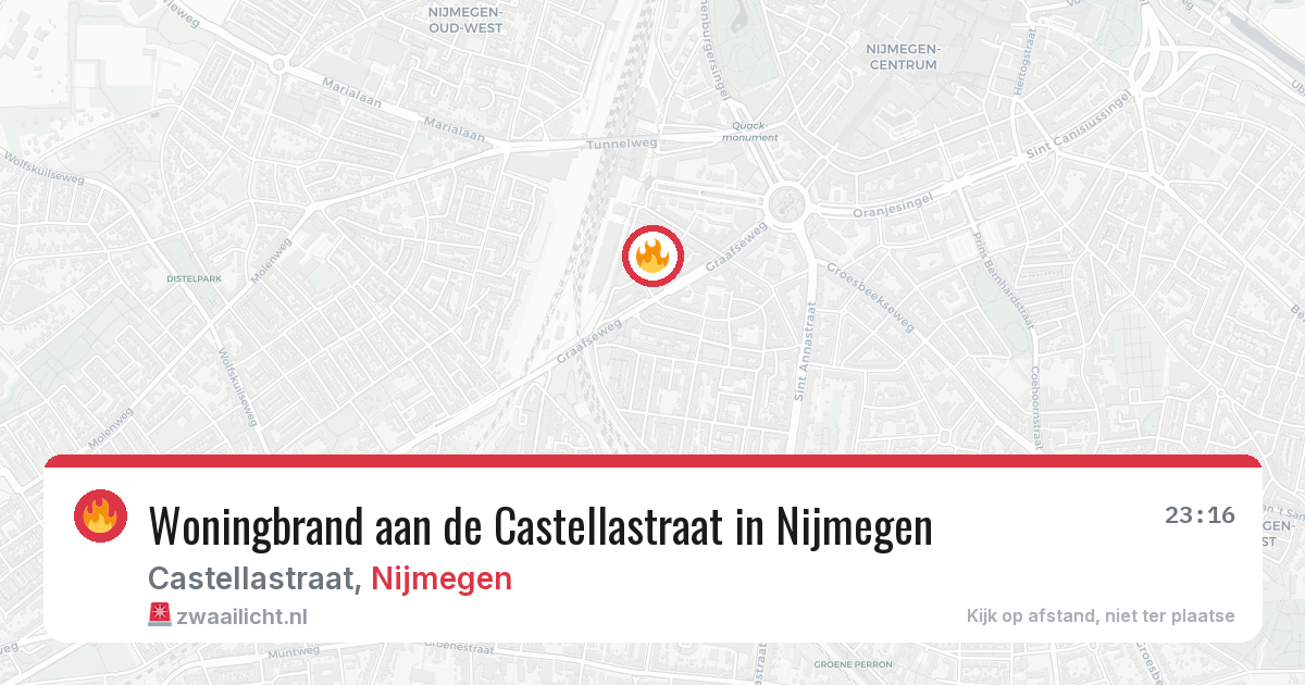 Woningbrand aan de Castellastraat in Nijmegen — 10 aug 2026