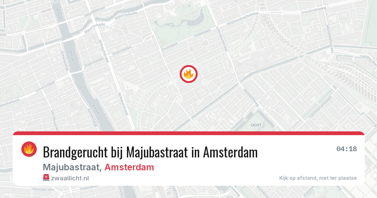 Brandgerucht bij Majubastraat in Amsterdam — 8 aug 2026