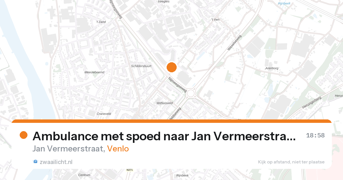 Ambulance met spoed naar Jan Vermeerstraat in Venlo — 10 aug 2026