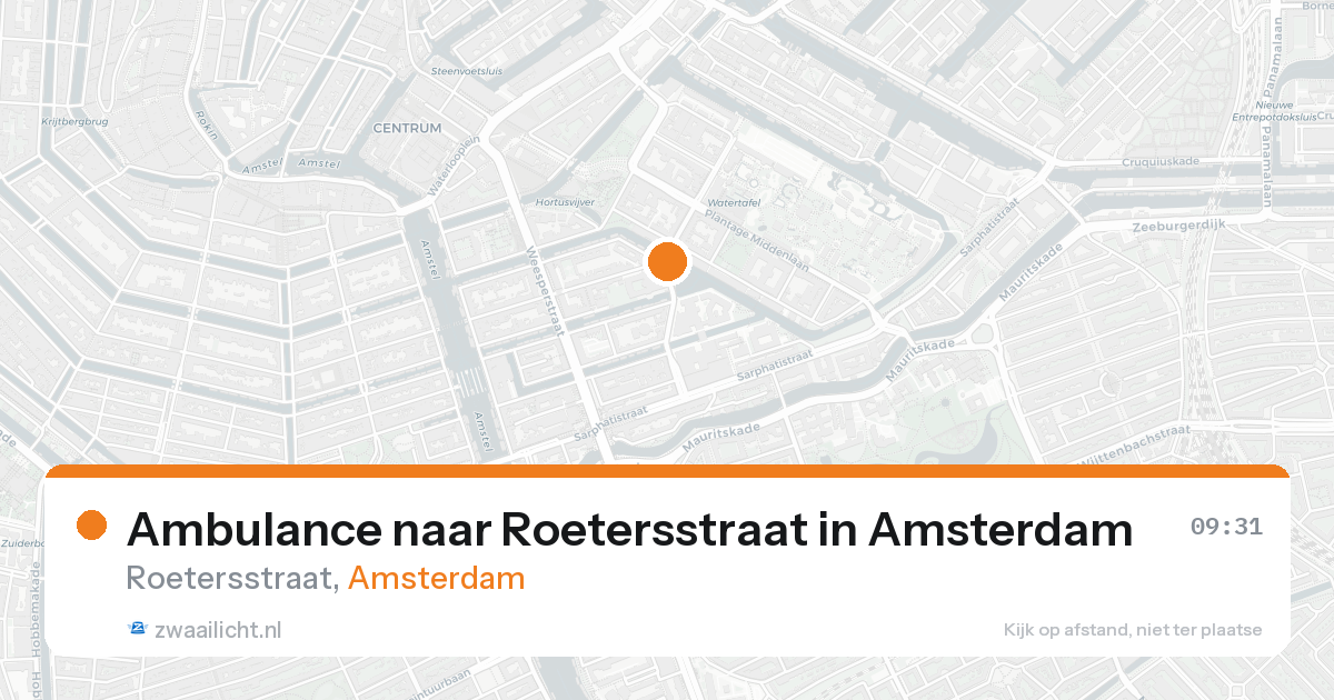 Ambulance naar Roetersstraat in Amsterdam — 20 aug 2026