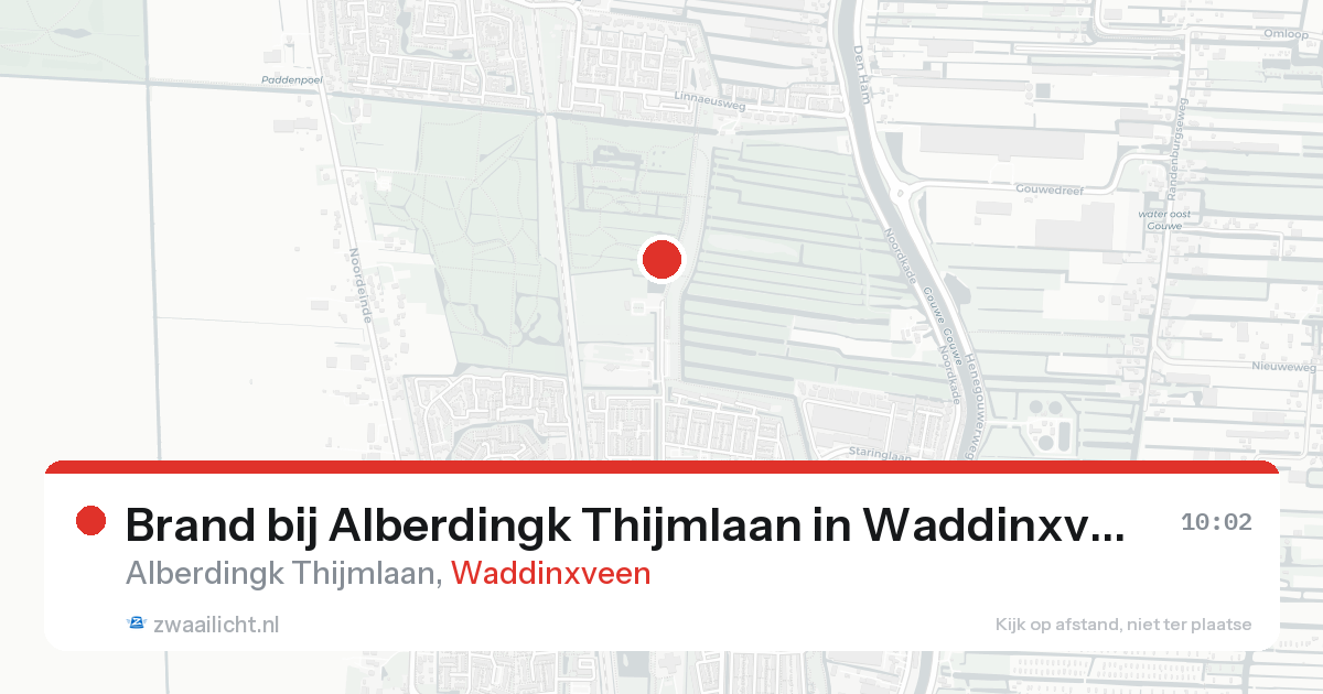 Brand bij Alberdingk Thijmlaan in Waddinxveen — 16 aug 2026