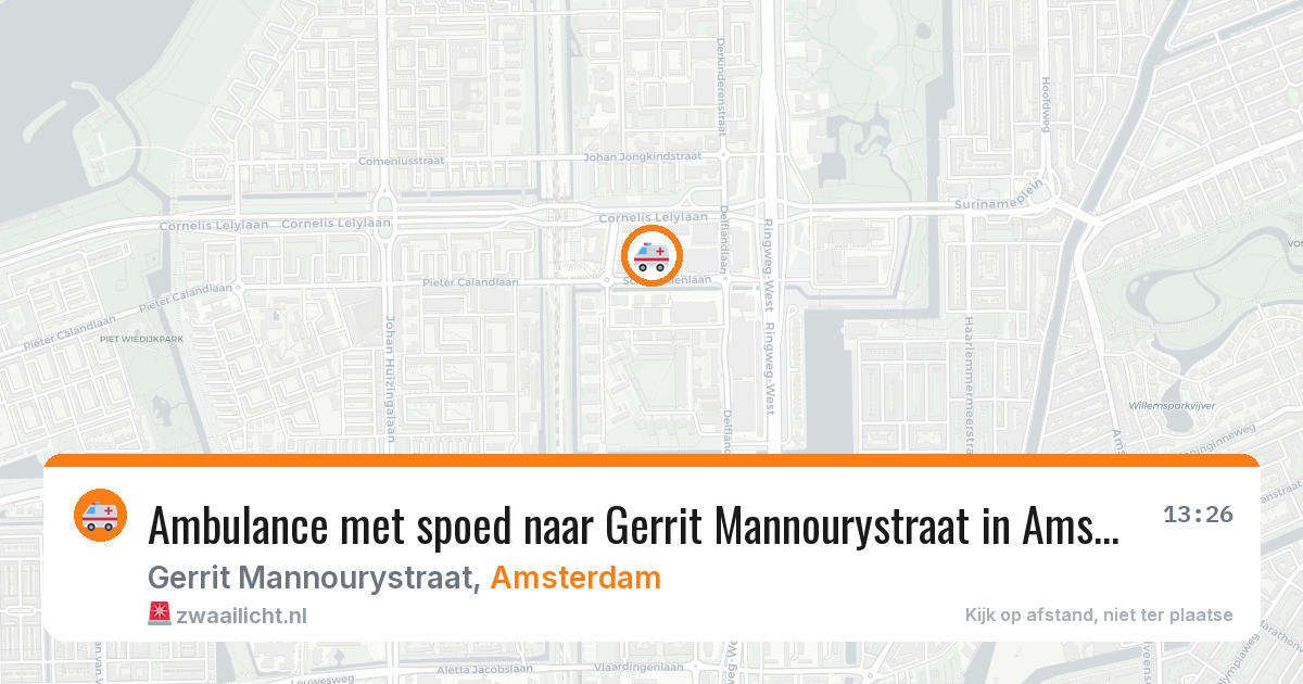 Ambulance met spoed naar Gerrit Mannourystraat in Amsterdam — 22 jun 2026