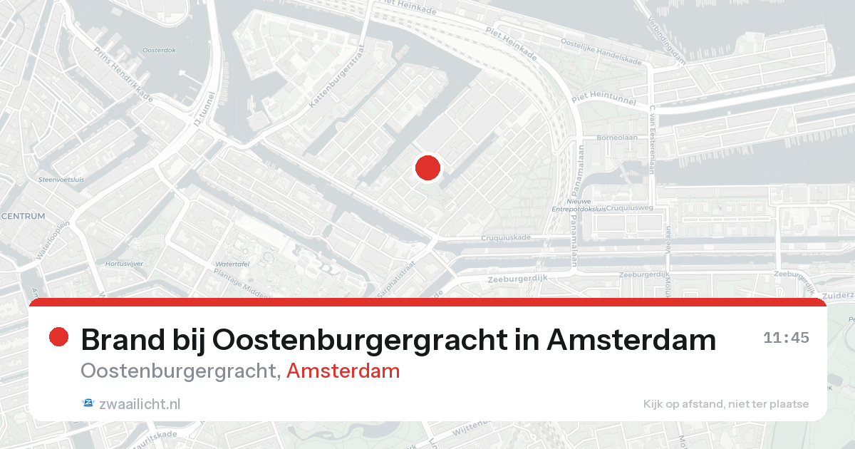 Brand bij Oostenburgergracht in Amsterdam — 17 aug 2026