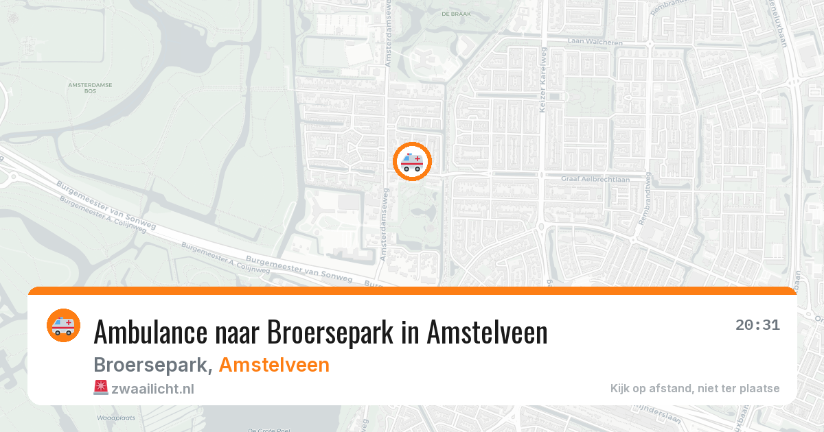 Ambulance naar Broersepark in Amstelveen — 14 aug 2026