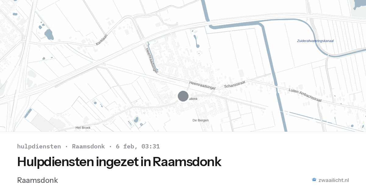 Hulpdiensten ingezet in Raamsdonk — 6 feb 2026 | 🚨 Zwaailicht.nl