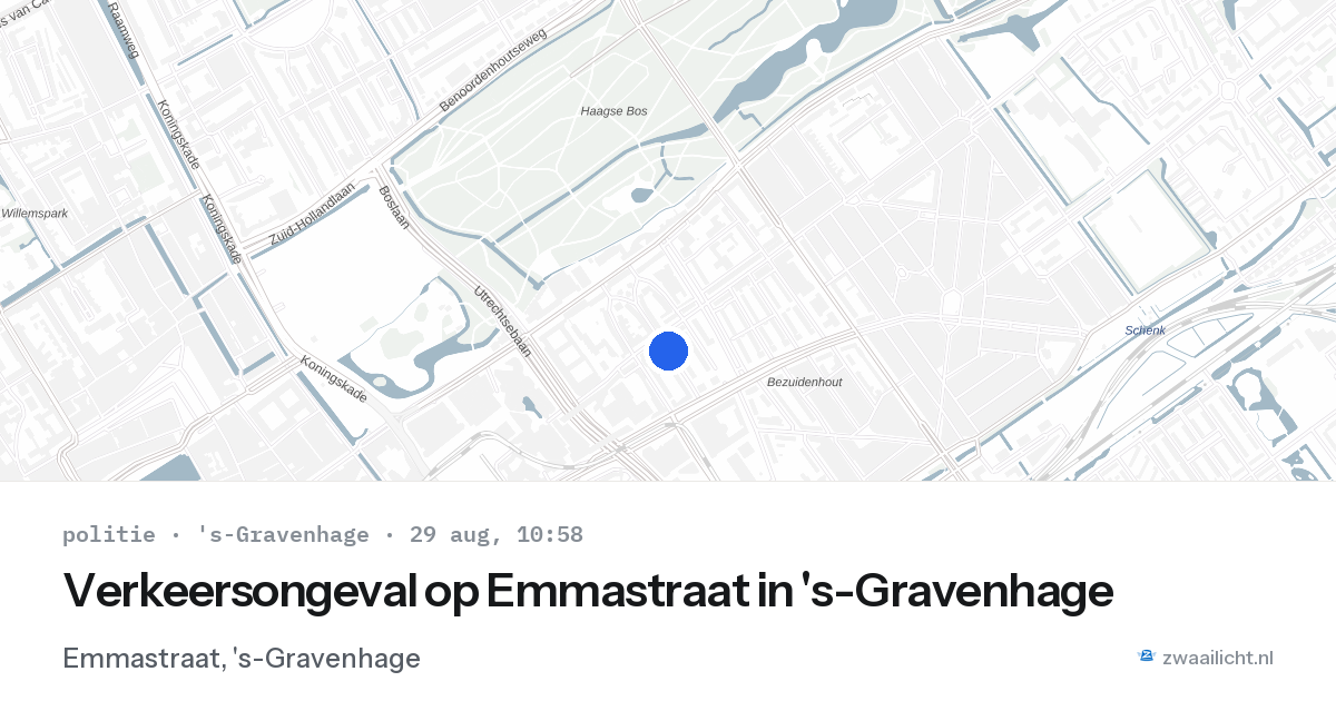 Verkeersongeval op Emmastraat in 's-Gravenhage — 29 aug 2026