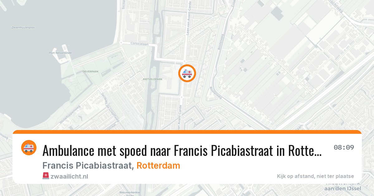 Ambulance met spoed naar Francis Picabiastraat in Rotterdam — 11 mei 2026
