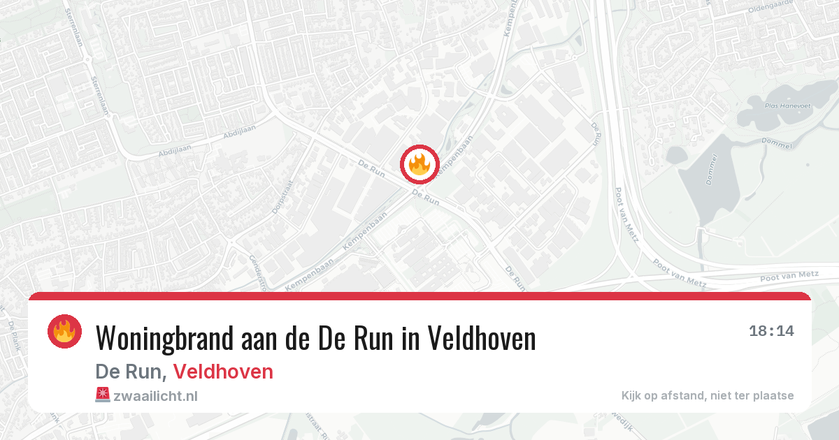 Woningbrand aan de De Run in Veldhoven — 7 jun 2026