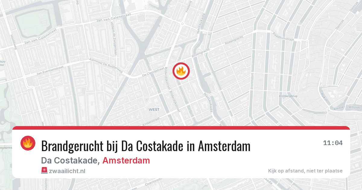 Brandgerucht bij Da Costakade in Amsterdam — 8 aug 2026