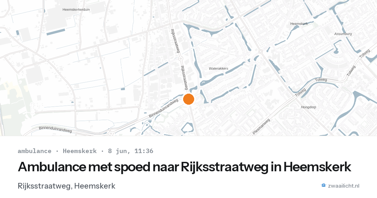 Ambulance met spoed naar Rijksstraatweg in Heemskerk — 8 jun 2026