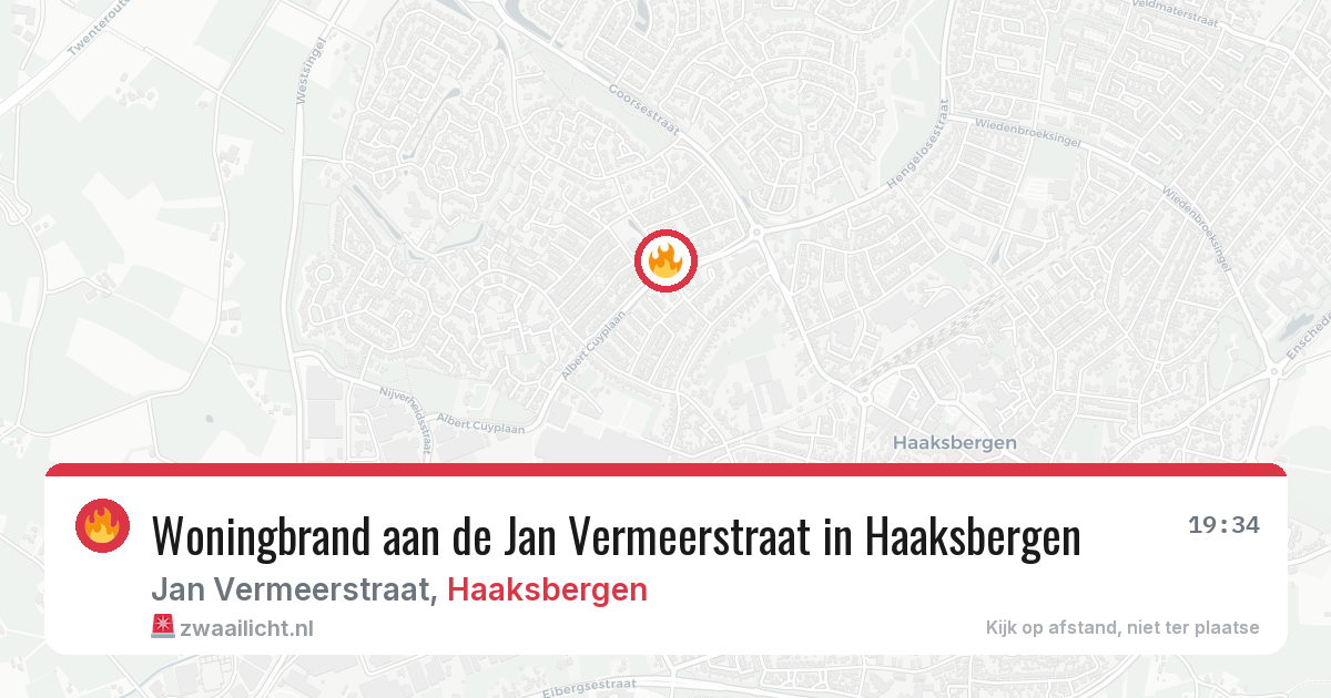 Woningbrand aan de Jan Vermeerstraat in Haaksbergen — 12 jun 2026