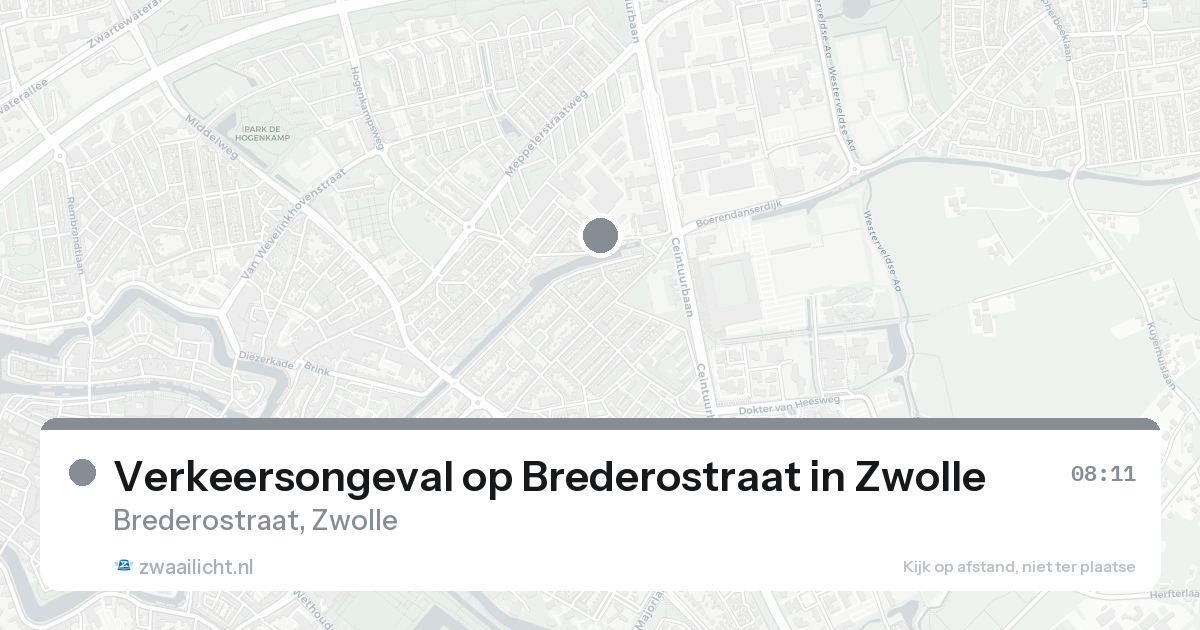 Verkeersongeval op Brederostraat in Zwolle — 24 aug 2026