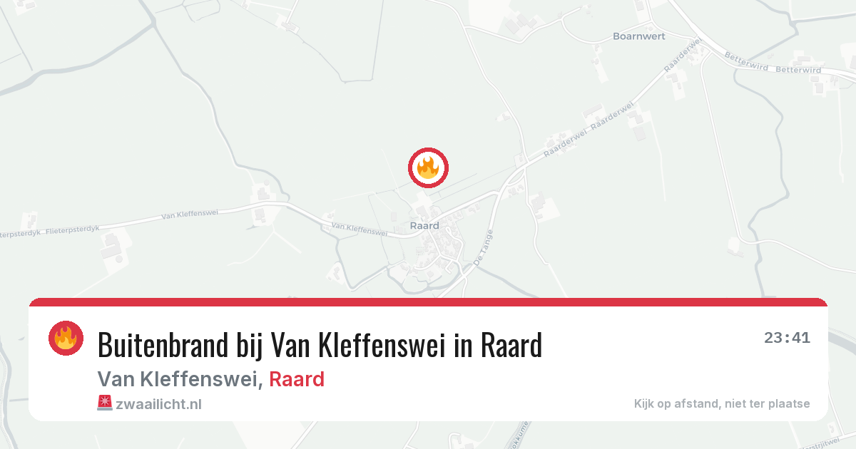 Buitenbrand bij Van Kleffenswei in Raard — 28 jul 2026