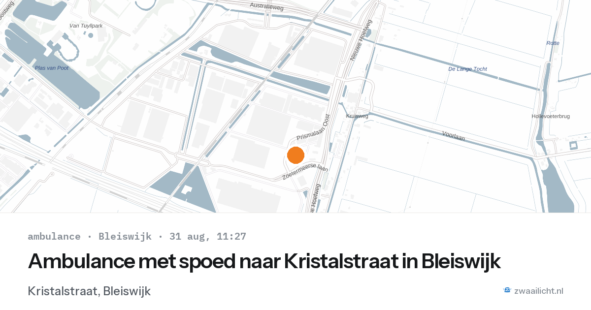 Ambulance met spoed naar Kristalstraat in Bleiswijk — 31 aug 2026