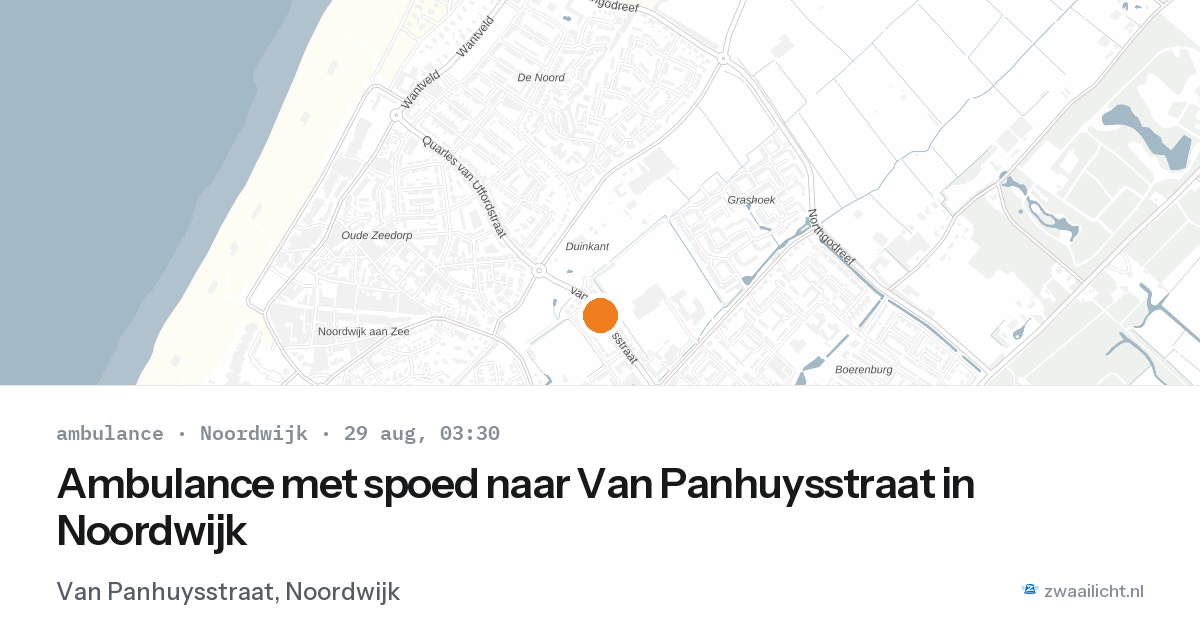 Ambulance met spoed naar Van Panhuysstraat in Noordwijk — 29 aug 2026