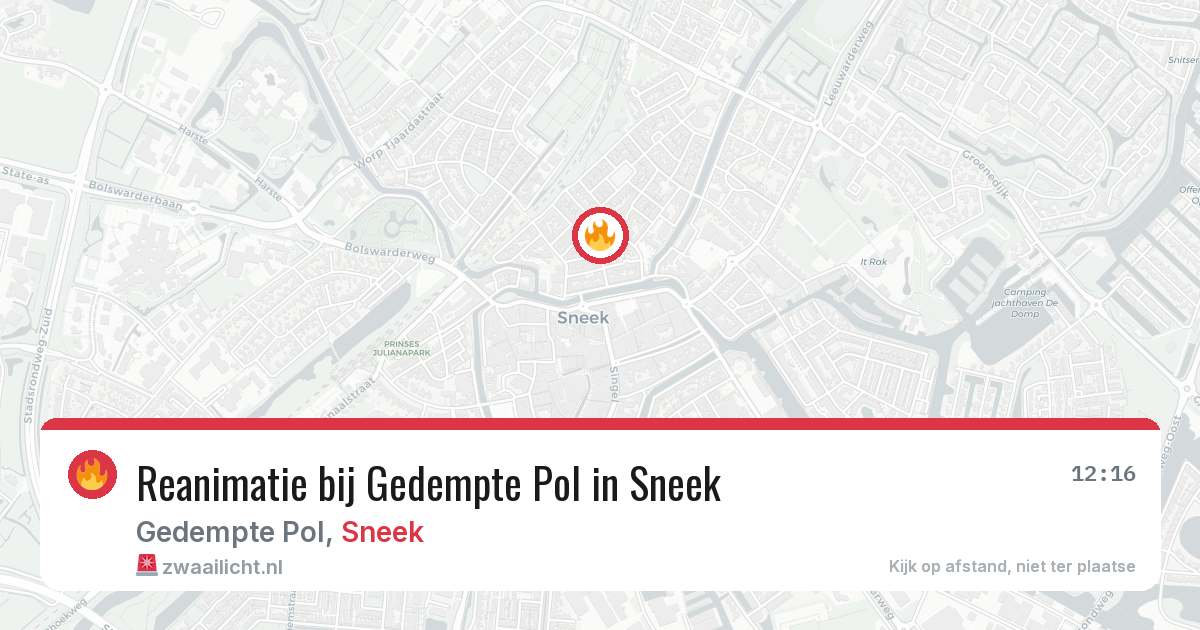 Reanimatie bij Gedempte Pol in Sneek — 16 mrt 2026