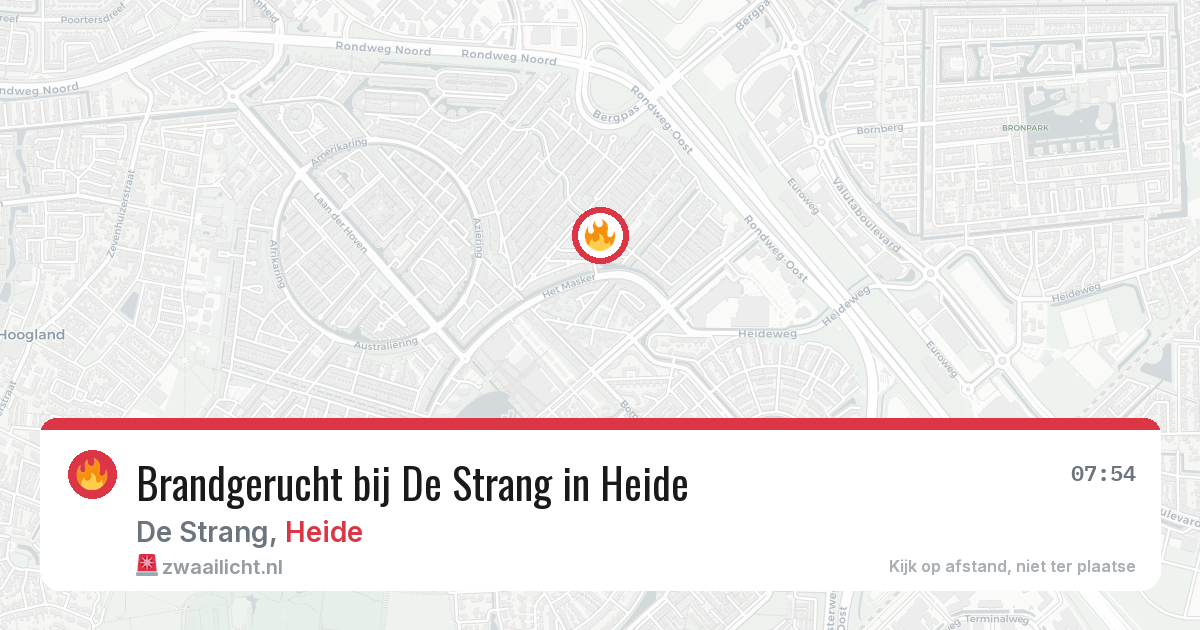 Brandgerucht bij De Strang in Heide — 10 jun 2026