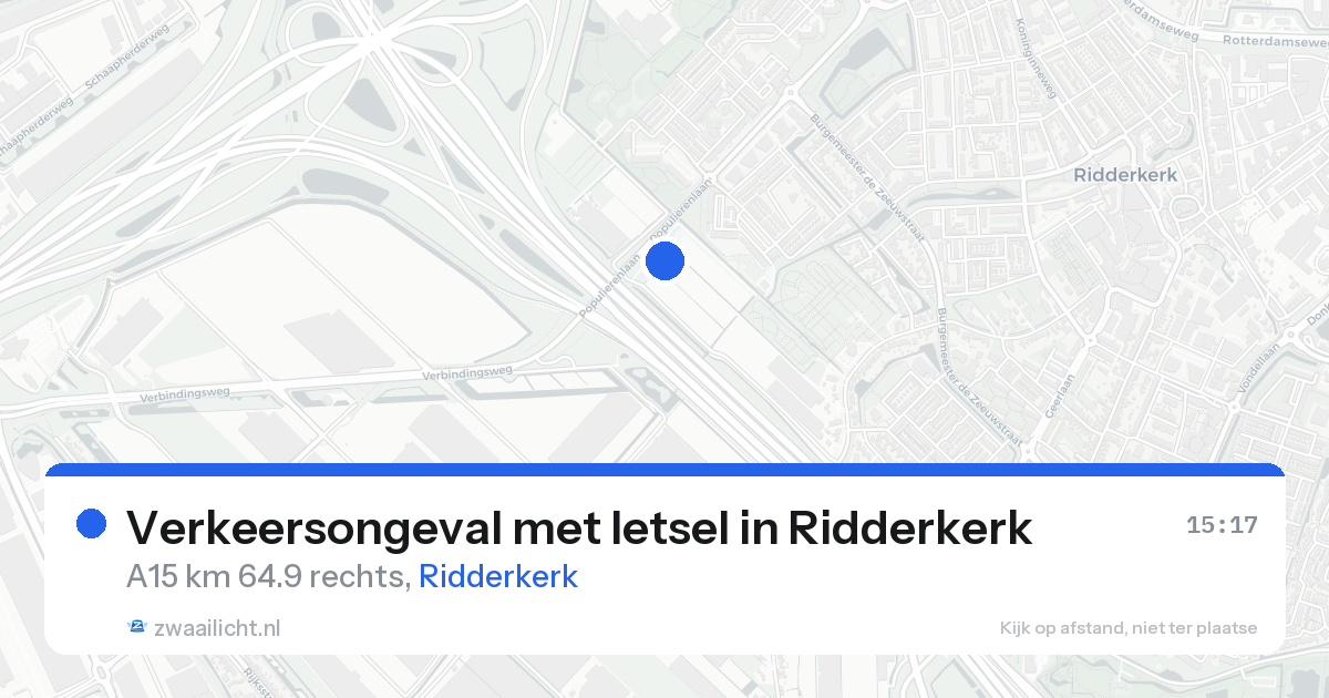 Verkeersongeval met letsel in Ridderkerk — 20 aug 2026