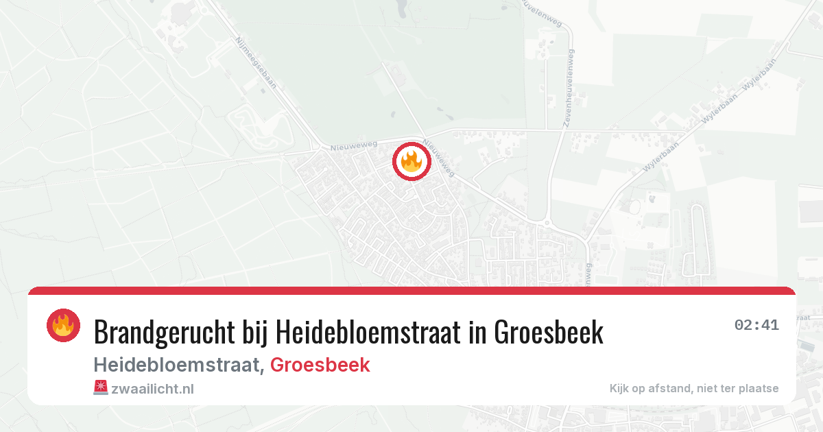Brandgerucht bij Heidebloemstraat in Groesbeek — 27 mrt 2026