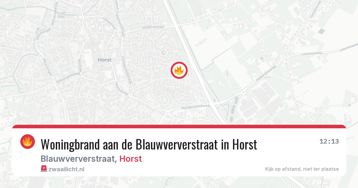 Woningbrand aan de Blauwververstraat in Horst — 28 mrt 2026