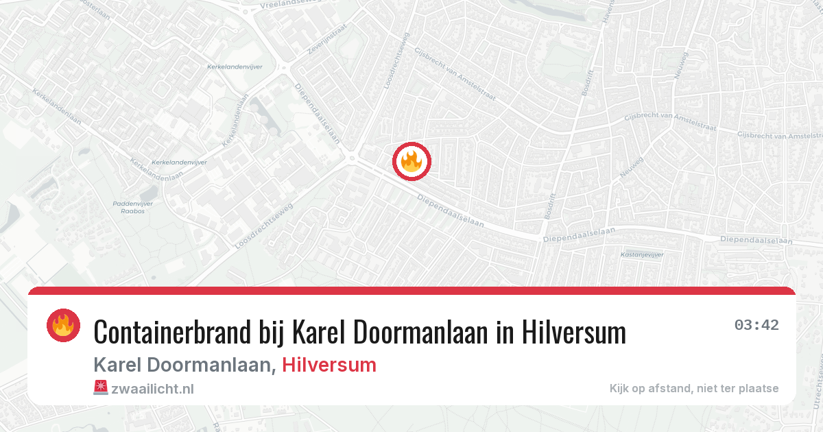 Containerbrand bij Karel Doormanlaan in Hilversum — 13 jul 2026