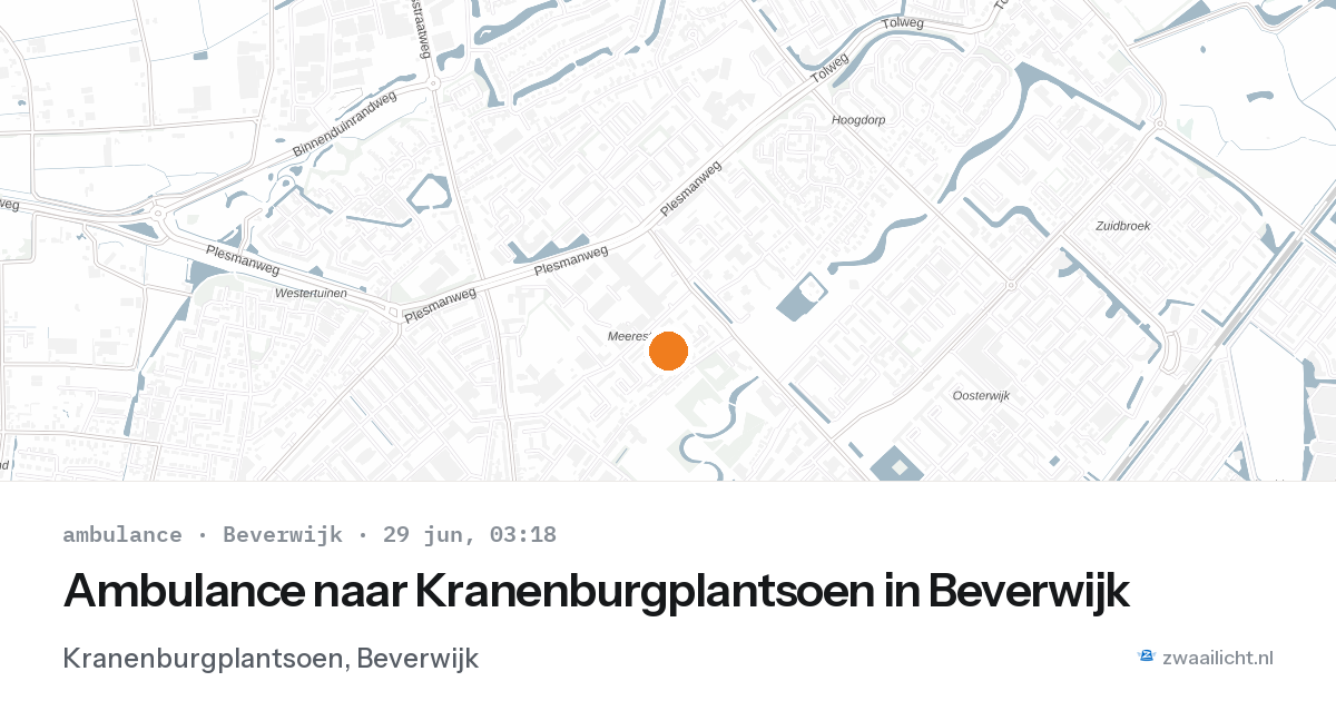 Ambulance naar Kranenburgplantsoen in Beverwijk — 29 jun 2026