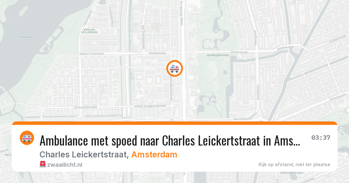 Ambulance met spoed naar Charles Leickertstraat in Amsterdam — 26 mei 2026