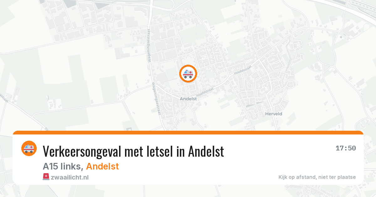 Verkeersongeval met letsel in Andelst — 17 jun 2026