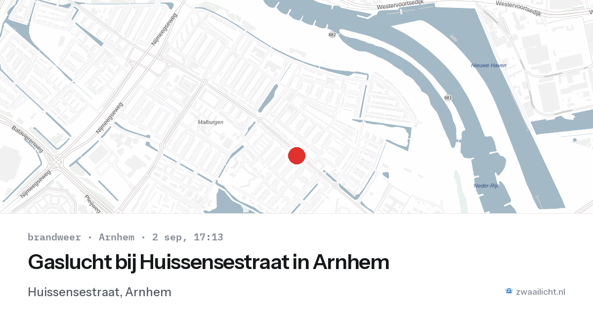 Gaslucht bij Huissensestraat in Arnhem — 2 sep 2026
