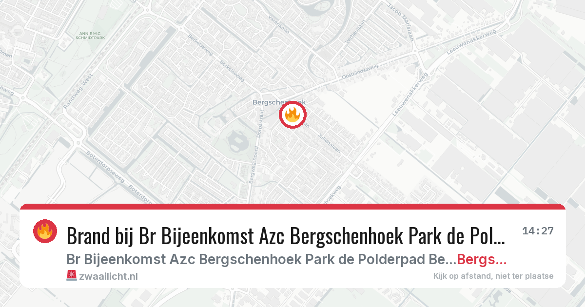 Brand bij Br Bijeenkomst Azc Bergschenhoek Park de Polderpad Bergschenhoek in Bergschenhoek — 7 apr 2026