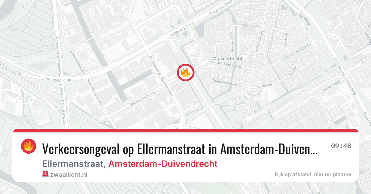 Verkeersongeval op Ellermanstraat in Amsterdam-Duivendrecht — 17 jun 2026