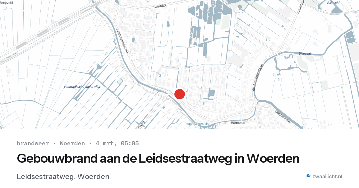 Gebouwbrand aan de Leidsestraatweg in Woerden — 4 mrt 2026