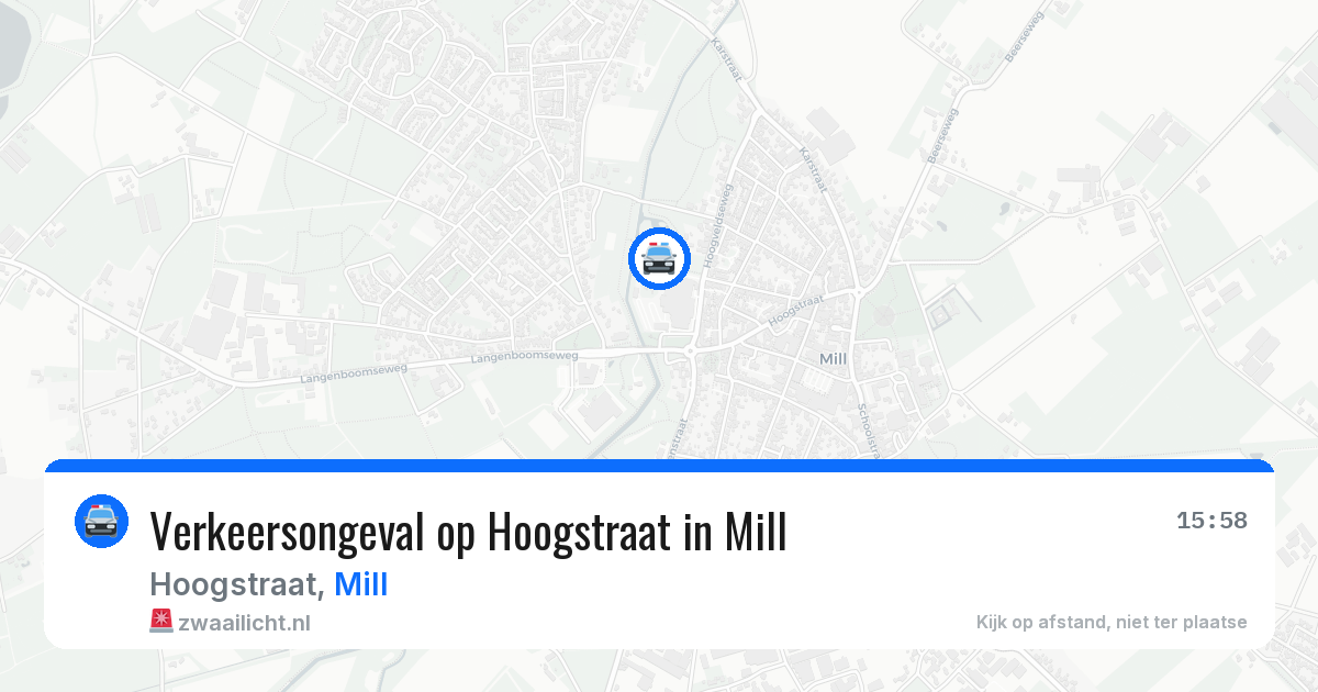 Verkeersongeval op Hoogstraat in Mill — 15 jun 2026