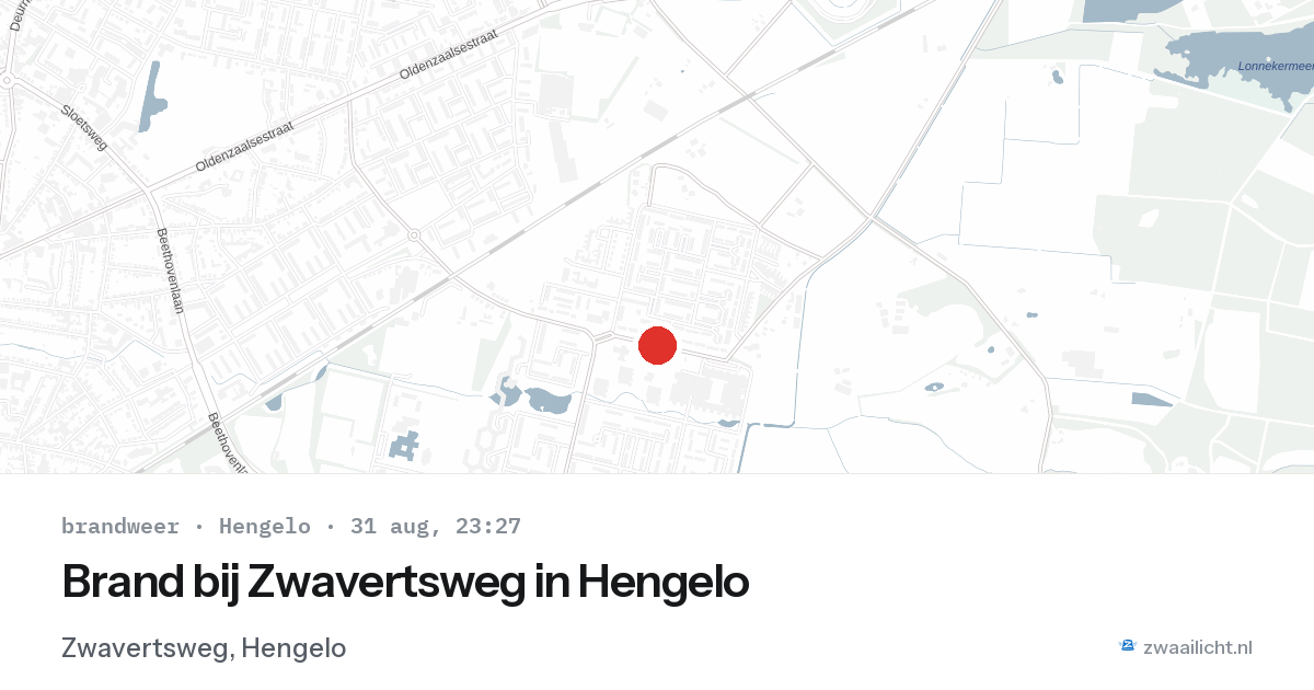 Brand bij Zwavertsweg in Hengelo — 31 aug 2026