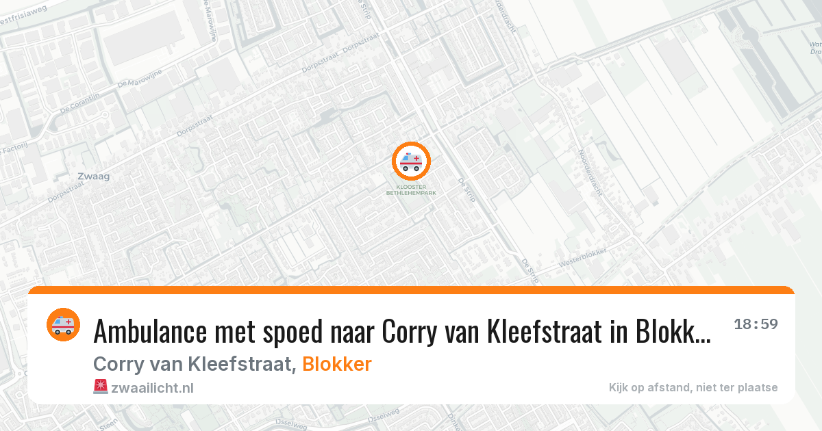 Ambulance met spoed naar Corry van Kleefstraat in Blokker — 22 mrt 2026