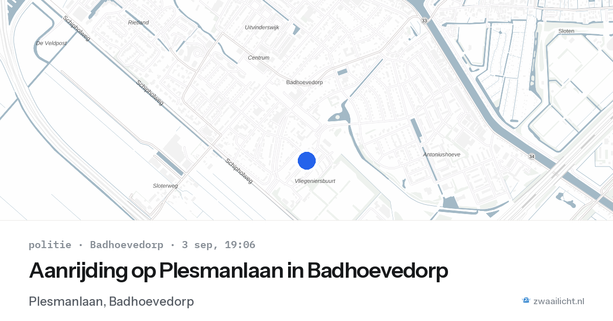 Aanrijding op Plesmanlaan in Badhoevedorp — 3 sep 2026