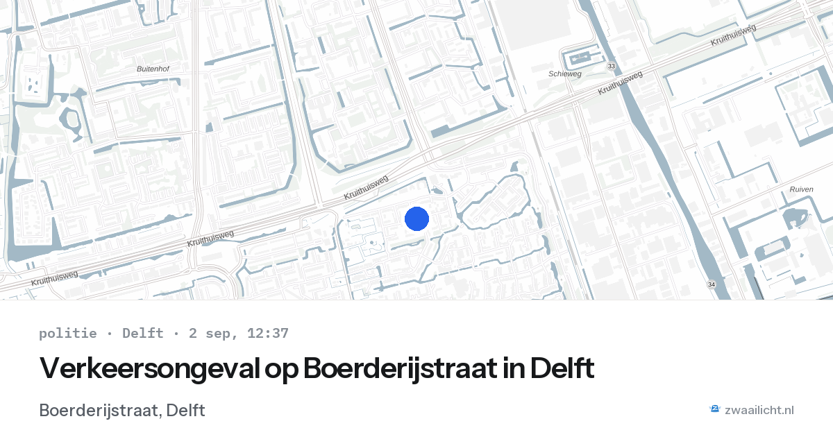 Verkeersongeval op Boerderijstraat in Delft — 2 sep 2026