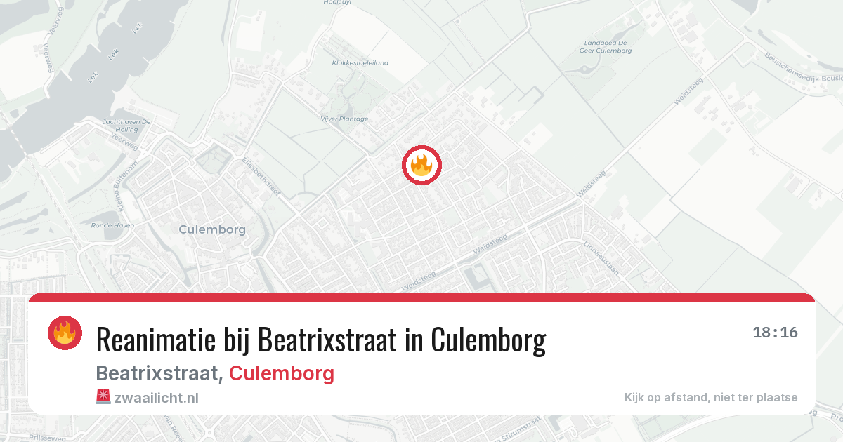 Reanimatie bij Beatrixstraat in Culemborg — 14 jun 2026