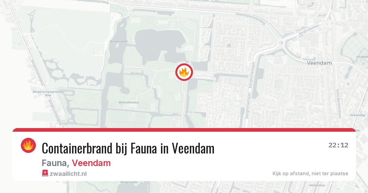 Containerbrand bij Fauna in Veendam — 5 aug 2026