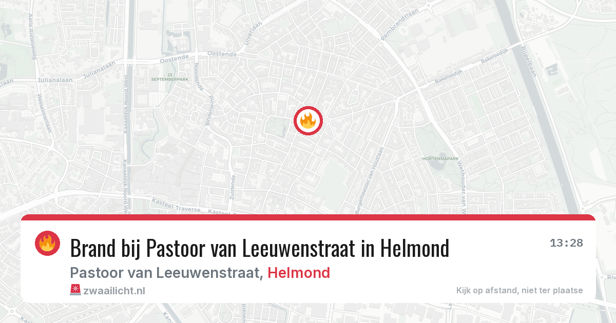 Brand bij Pastoor van Leeuwenstraat in Helmond — 9 aug 2026