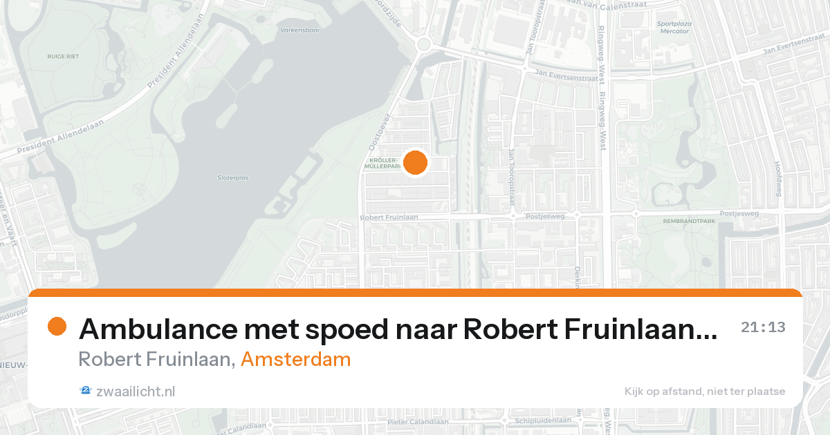 Ambulance met spoed naar Robert Fruinlaan in Amsterdam — 20 aug 2026