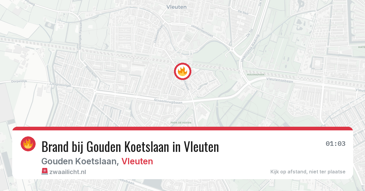 Brand bij Gouden Koetslaan in Vleuten — 19 jun 2026
